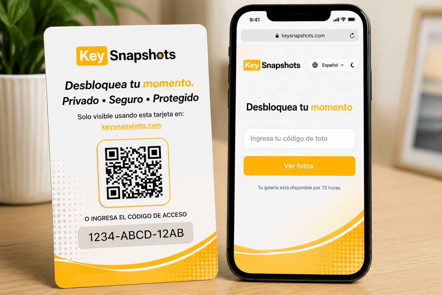 Pagina de entrada de codigo de KeySnapshots con un campo para ingresar un codigo de foto.